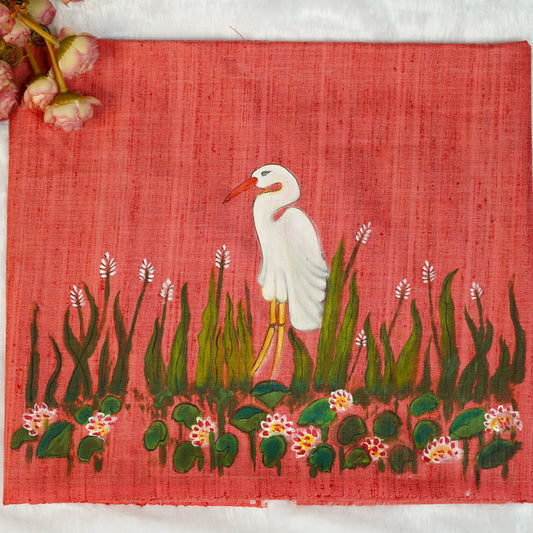 Crane painting blouse fabric