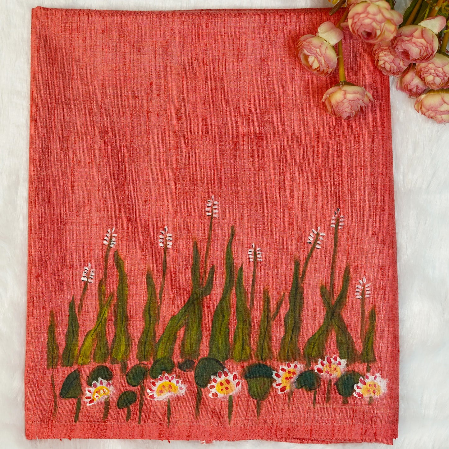 Crane painting blouse fabric