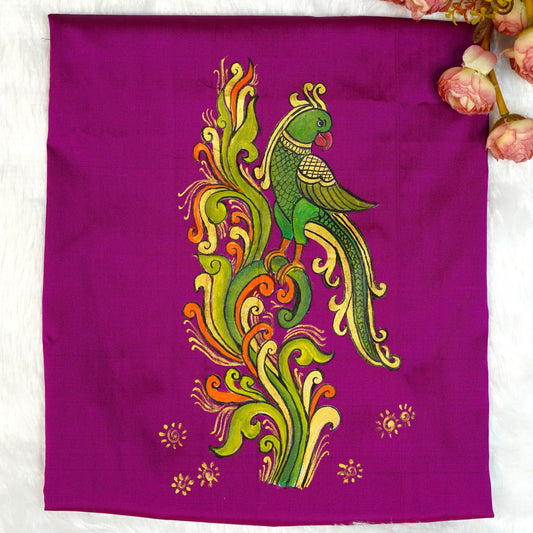 Parrot and Art Fusion on Blouse Fabric