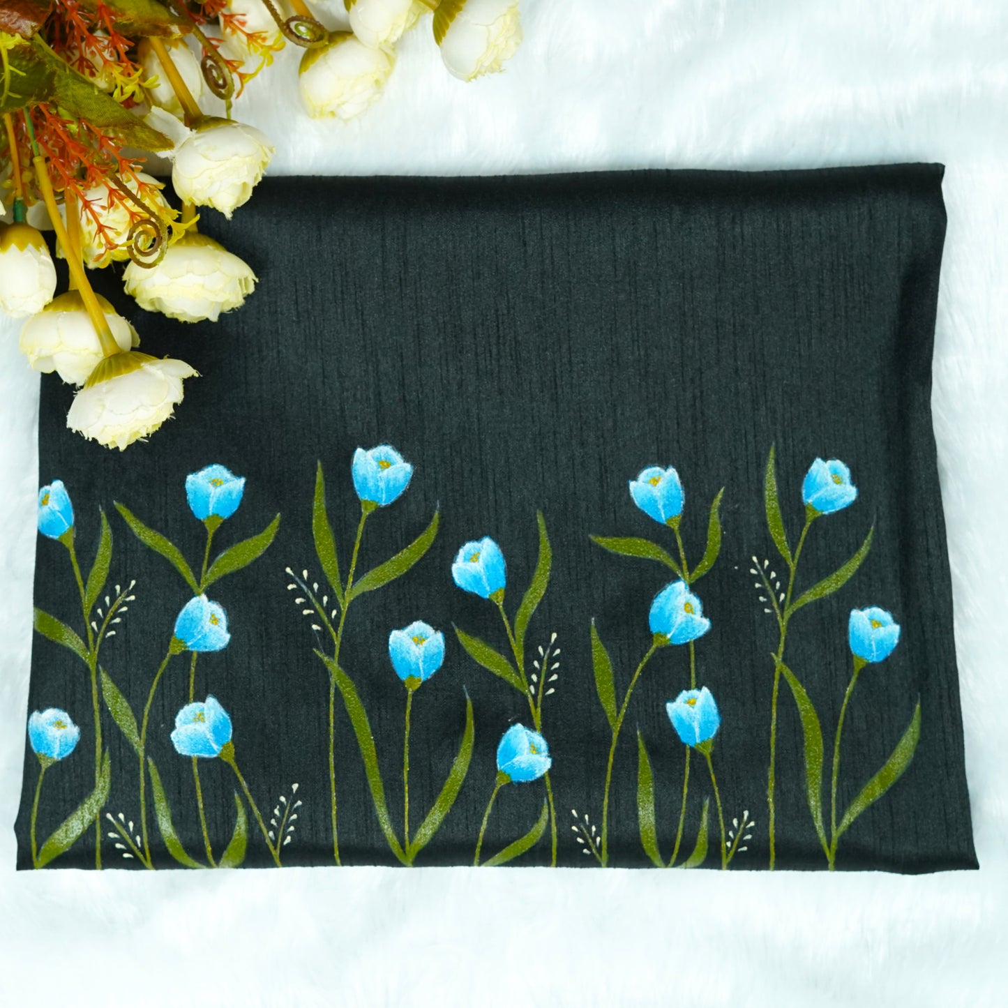 Tranquil Tulips Hand Painted Blouse Fabric