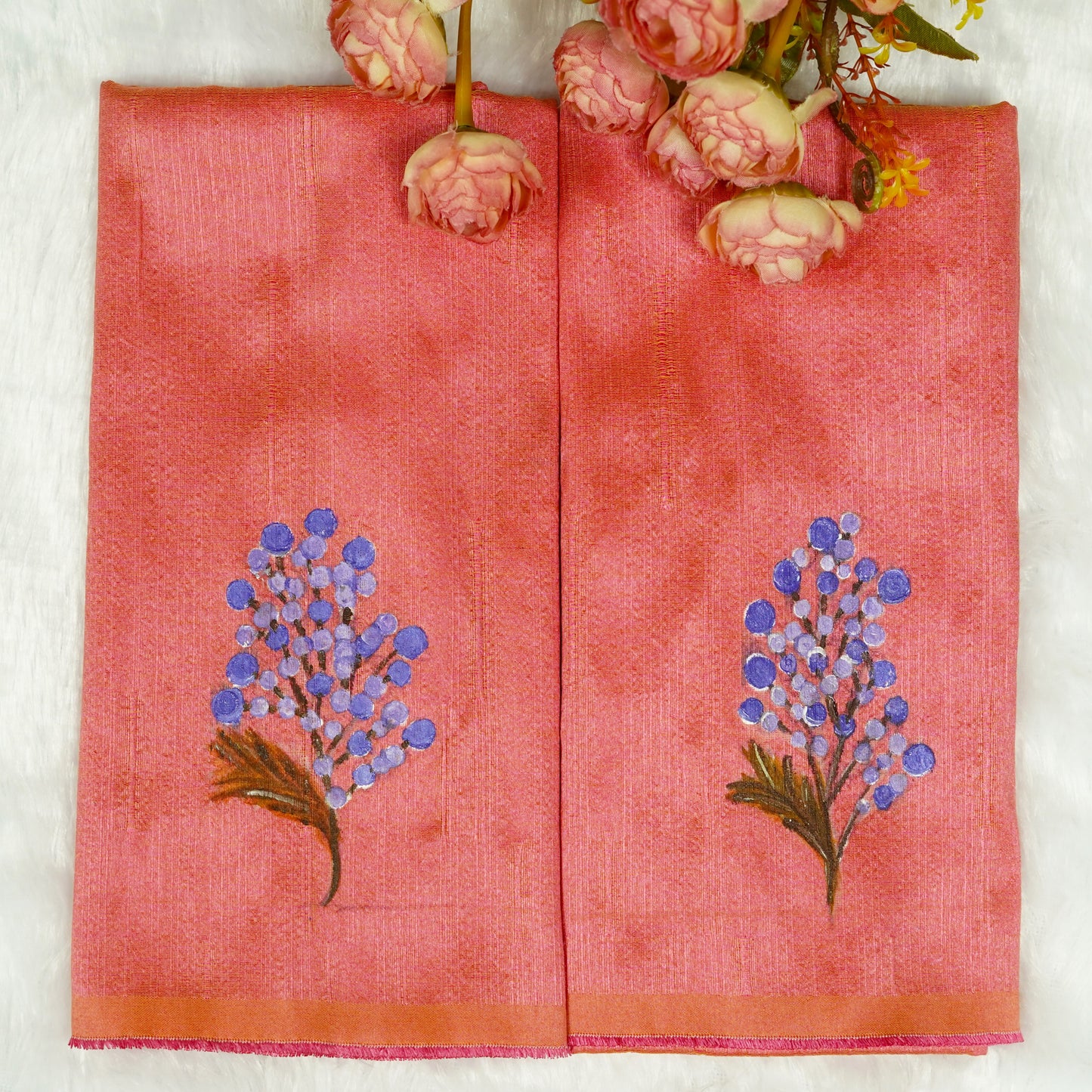 Floral Art Hand Painted Blouse Fabric