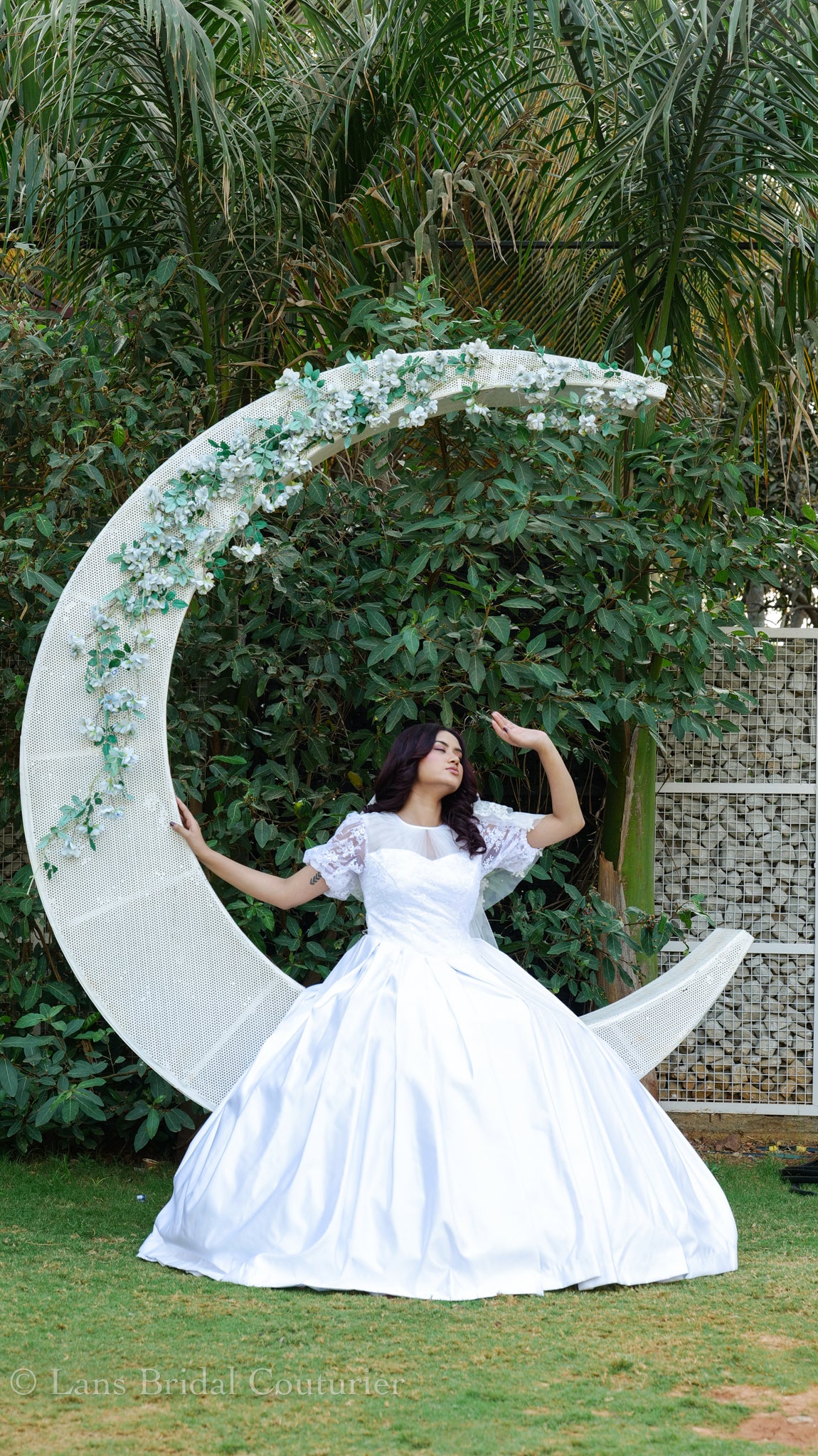 White Puff Sleeve French Wedding Gown