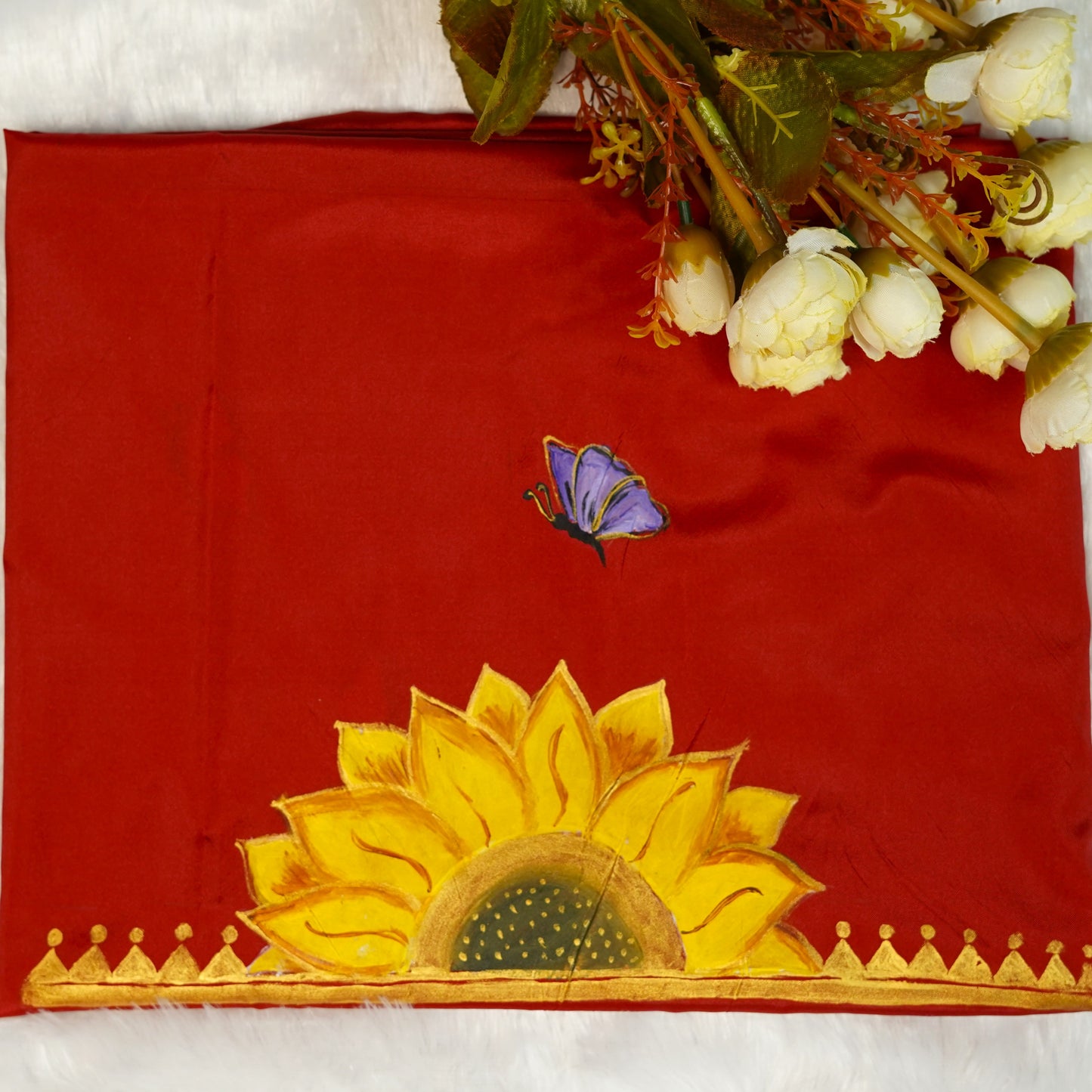 Golden Bloom, Hand Painted Sunflower Blouse Fabric