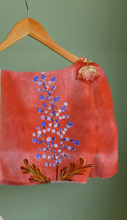 Floral Art Hand Painted Blouse Fabric